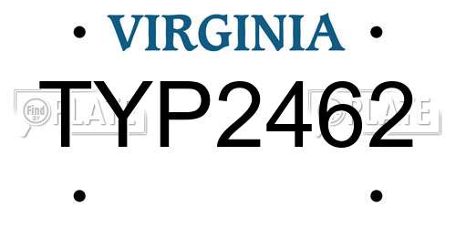 TYP2462 Virginia License Plate