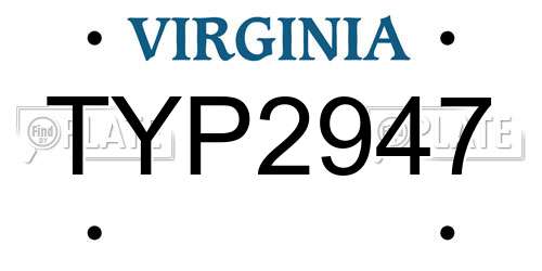 TYP2947 Virginia License Plate