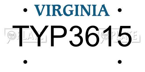 TYP3615 Virginia License Plate