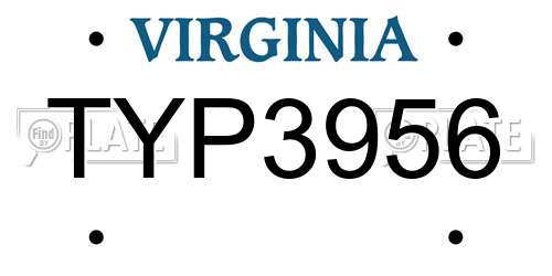 TYP3956 Virginia License Plate