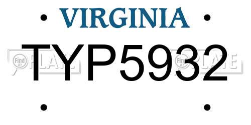 TYP5932 Virginia License Plate