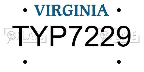 TYP7229 Virginia License Plate