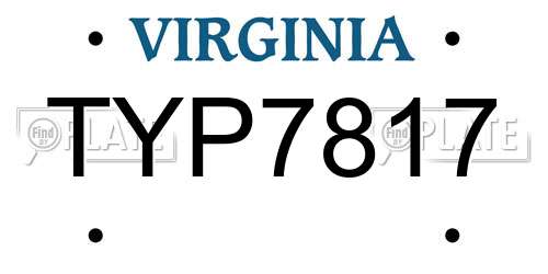 TYP7817 Virginia License Plate