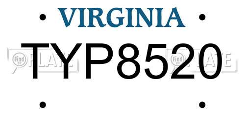 TYP8520 Virginia License Plate