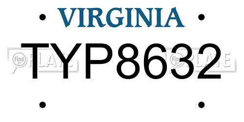 TYP8632 Virginia License Plate