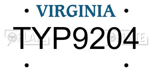 TYP9204 Virginia License Plate