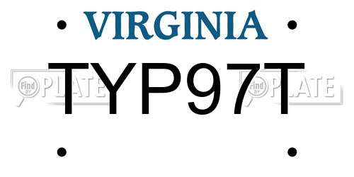 TYP97T Virginia License Plate