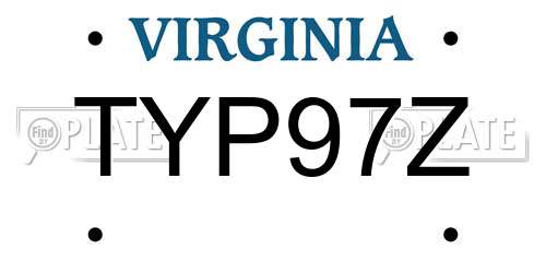 TYP97Z Virginia License Plate