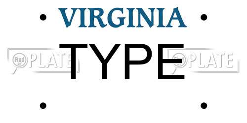 TYPE Virginia License Plate