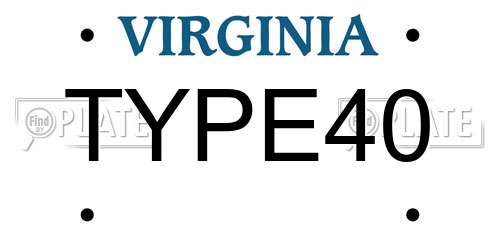 TYPE40 Virginia License Plate
