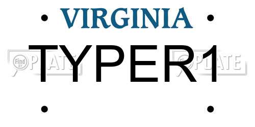 TYPER1 Virginia License Plate