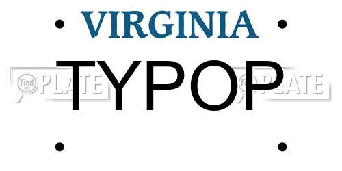 TYPOP Virginia License Plate