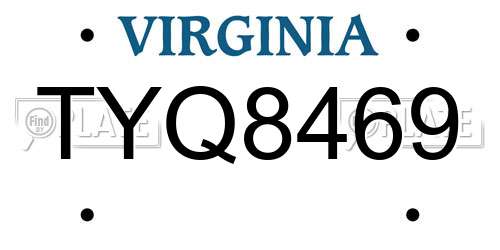 TYQ8469 Virginia License Plate