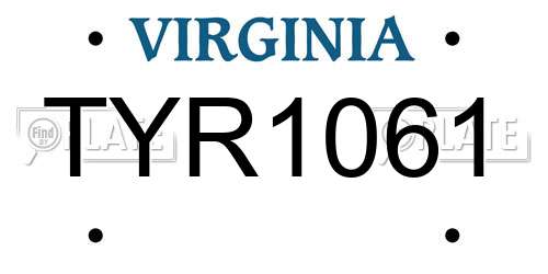 TYR1061 Virginia License Plate