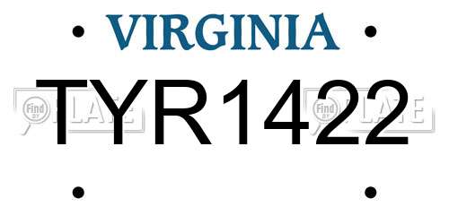 TYR1422 Virginia License Plate