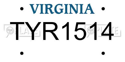 TYR1514 Virginia License Plate