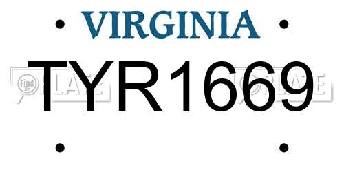 TYR1669 Virginia License Plate
