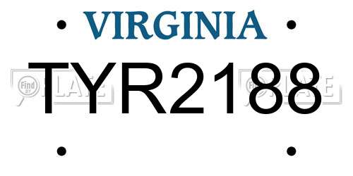 TYR2188 Virginia License Plate