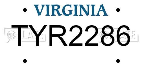 TYR2286 Virginia License Plate