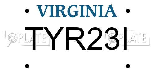 TYR23I Virginia License Plate
