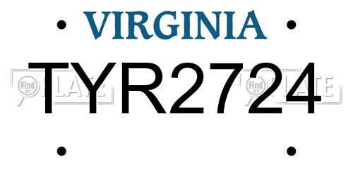TYR2724 Virginia License Plate