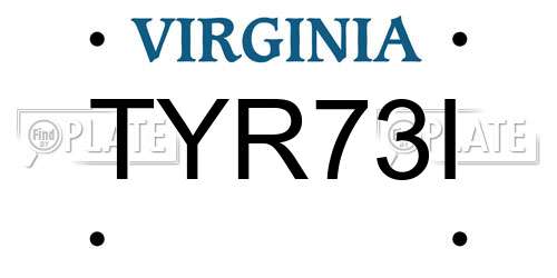 TYR73I Virginia License Plate