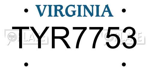 TYR7753 Virginia License Plate