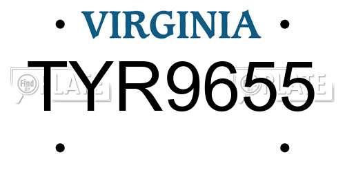 TYR9655 Virginia License Plate