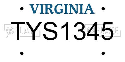 TYS1345 Virginia License Plate