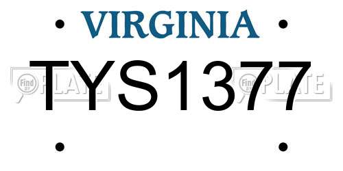 TYS1377 Virginia License Plate