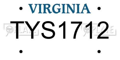 TYS1712 Virginia License Plate