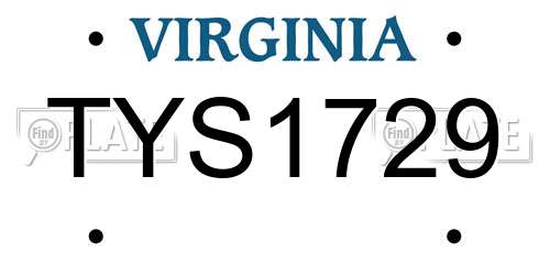TYS1729 Virginia License Plate