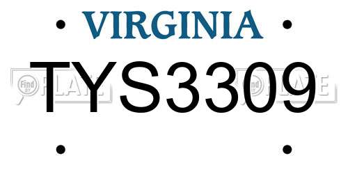TYS3309 Virginia License Plate