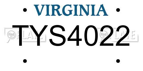 TYS4022 Virginia License Plate