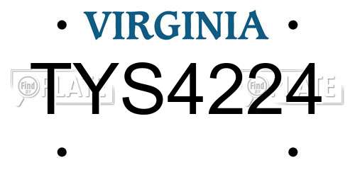 TYS4224 Virginia License Plate