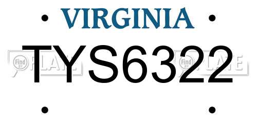 TYS6322 Virginia License Plate