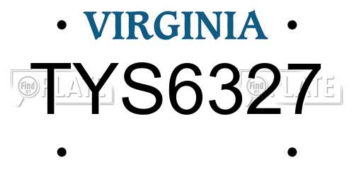 TYS6327 Virginia License Plate