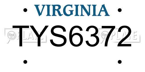 TYS6372 Virginia License Plate
