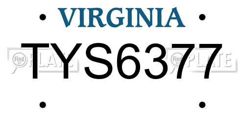 TYS6377 Virginia License Plate