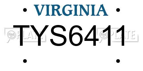 TYS6411 Virginia License Plate