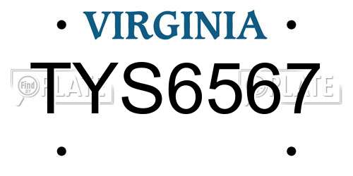 TYS6567 Virginia License Plate