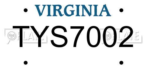 TYS7002 Virginia License Plate