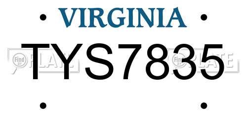 TYS7835 Virginia License Plate
