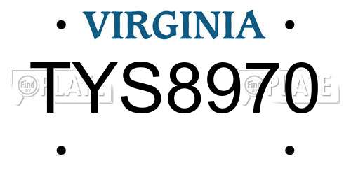 TYS8970 Virginia License Plate