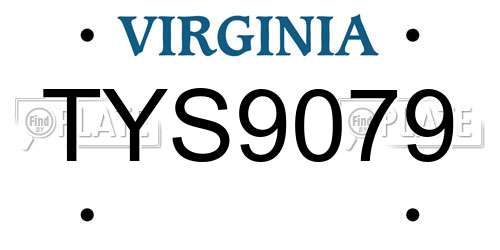 TYS9079 Virginia License Plate