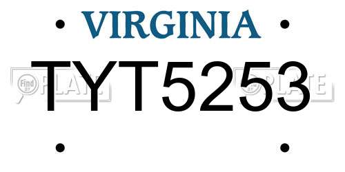 TYT5253 Virginia License Plate