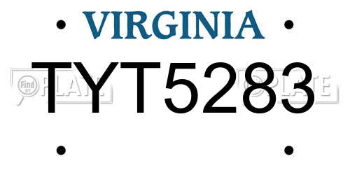 TYT5283 Virginia License Plate