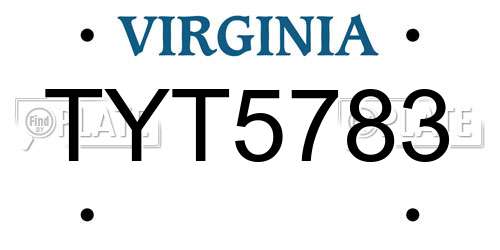 TYT5783 Virginia License Plate