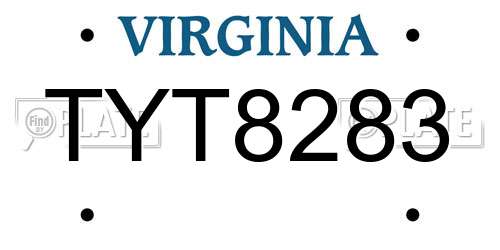 TYT8283 Virginia License Plate