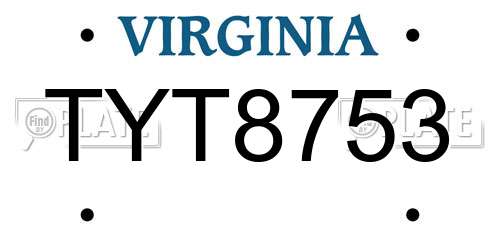 TYT8753 Virginia License Plate